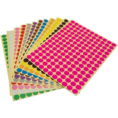Image of Rmeet Colored Adhesive Labels, 8mm Round Self Labels 16 Colors/Sheets DOT Stamps for Manual Office Calendars
