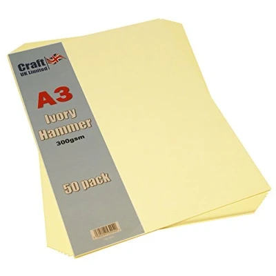Image of Craft UK 2026 A3 300gsm Hammered Card Ivory (pack of 50 Sheets)