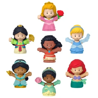 Image of Fisher Price Little People Disney Princess Toys, Set of 7 Character Figures for Toddler and Preschool Pretend Play, HJW75