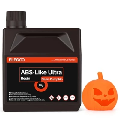 Image of ELEGOO ABS Like Ultra Resin Neon Pumpkin 2000G, UV Curing 3D Printer with High Toughness and Excellent Fluidity, Printing For LCD Printers