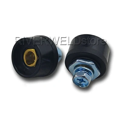 Image of RIVERWELD TIG Welding Cable Panel Connector Plug Black DKZ10 25 200Amp Dinse Quick Fitting 2pcs