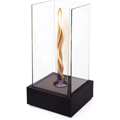 Image of Bio Ethanol Burner Tornado Black Fireplace Glass Fire Bioethanol Large B2C