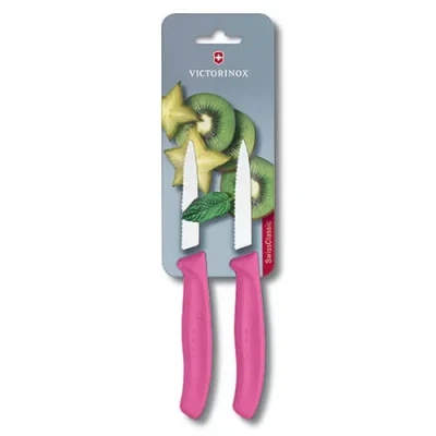 Image of Victorinox Paring Knife Swiss Classic Pink Serrated 2 Pieces