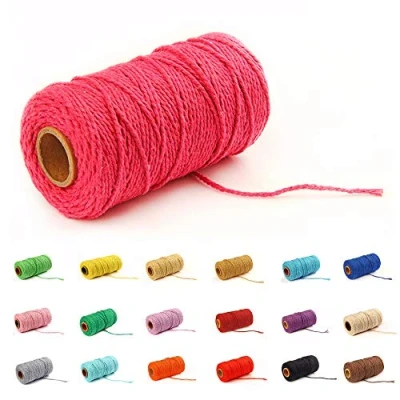 Image of Gbrand Cotton Thread Cord (Rose Red 1), 2mm x 100 Yard, Ideal for Crafts, Gift Wrapping &amp; Decor