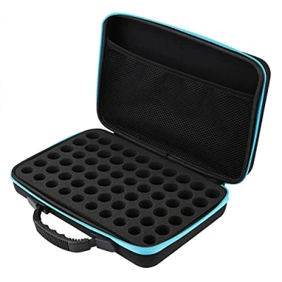 Image of Candeon Essential Oils Storage 60 Grid Oil Carrying Case Hard Shell Travel Bag Organizer For Bottles 5ml,15ml (Blue)