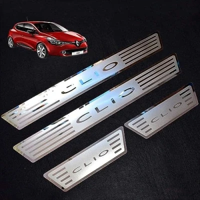 Image of BOJOUL 4 Pcs Stainless Steel Car Door Sill Protector, for Renault CLIO IV 2015 2017 Threshold Protector Guard Scuff Cover Pedal Accessories