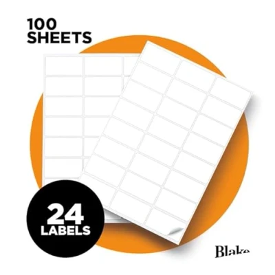 Image of Blake Purely Everday Self Adhesive 24 Labels per A4 Sheet 2,400 100 Sheets Laser &amp; Inkjet Printer Compatible Address Shipping Warehouse Business Supplies (LAB A41 24PE)