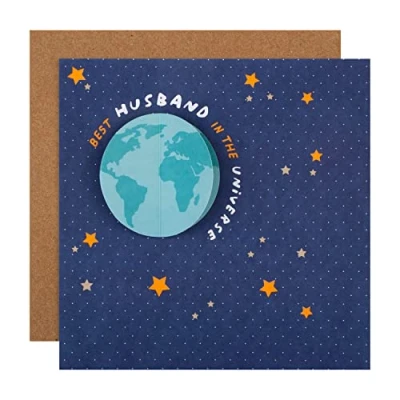 Image of Hallmark Large Fathers Day Card for Husband, Space, Universe, Earth, Stars, Blue
