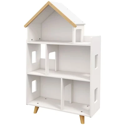 Image of ZONEKIZ Toy Storage Shelf, 3 Tier Children Bookcase, Kids Bookshelf with Six Cubes, for Playroom, Nursery, Bedroom, Room White