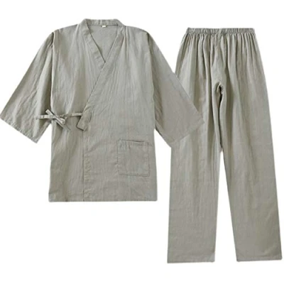Image of un brand Men&#039;s Japanese Kimono Cotton Hanfu Ancient Pajamas Suit Plus Size Zen Clothing Taoist (Size L, Z)