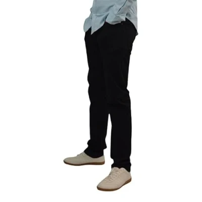 Image of Popoqo Mens Chino Trousers Slim Fit Stretch Casual Jeans Cotton Black Pant 36W / 32L