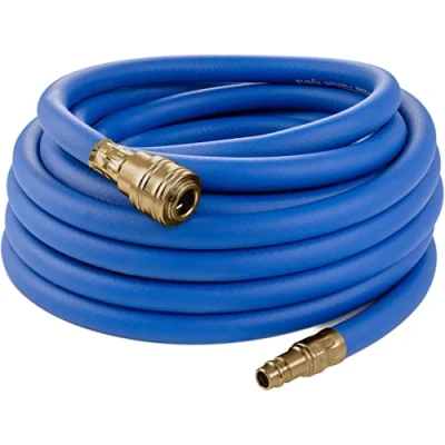 Image of Poppstar Compressed Air Line Hose 10 m (Hybrid PVC Polymer, Inner Diameter 9.2mm with Brass Couplings) up to 300 PSI Blue