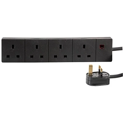 Image of Pro Elec PELB1520 4 Gang Extension, Black, 1m Lead