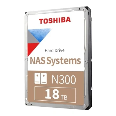 Image of Toshiba N300 18TB NAS 3.5 Inch Internal Hard Drive CMR SATA 6 Gb/s 7200 RPM 512 MB Cache HDWG51JXZSTA