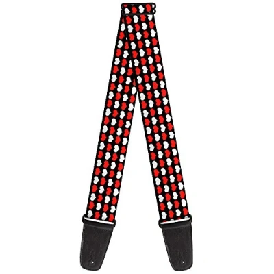 Image of Buckle Down GS W31306 &quot;Mini Hearts Black/Red/White&quot; Guitar Strap