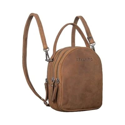 Image of STILORD &#039;Stacy&#039; Small Backpack Handbag Leather Daypack for Women Mini Vintage Walking Shopping XS Rucksack Bag Genuine Leather, Colour:tarragona Brown