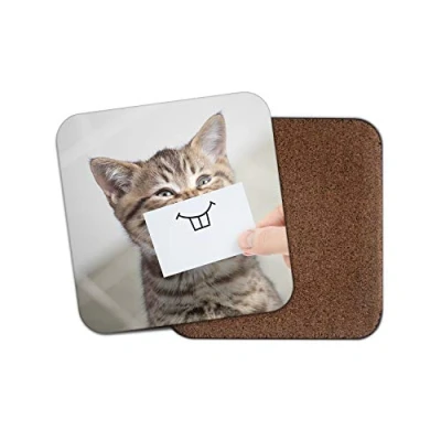 Image of 1 x Funny Kitten Coaster Silly Cat Cute Mum Auntie Sister Fun Pet #13285