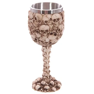 Image of Puckator Decorative Skulls and Spines Goblet Bones Themed Home Decoration Wine Fantasy Accessories Stainless Steel Resin