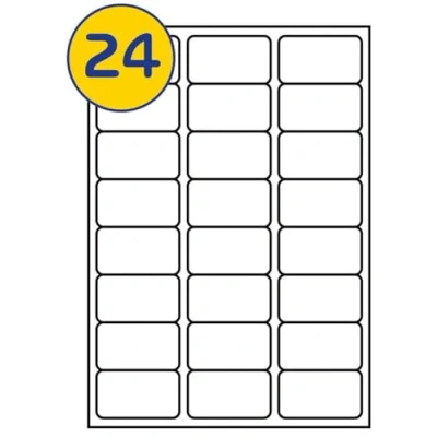 Image of LABELS4U 500 Sheets A4, 24 Labels per Sheet, Size 63.5x33.9mm (12000 Labels)