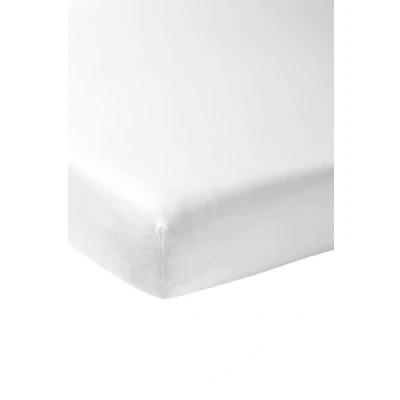 Image of Meyco Home Basic Jersey Plain Fitted Sheet for Double Bed (Flat with Soft Quality, 100% Cotton, thanks to Elasticated Edging, Breathable, Dimensions: 140 x 200 cm), White