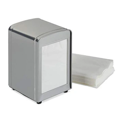 Image of Relaxdays 10025508_55, Silver Napkin Dispenser Retro, Small Paper Serviettes, for Cafe, Bistro etc, HWD: 15x9.5x11, Steel