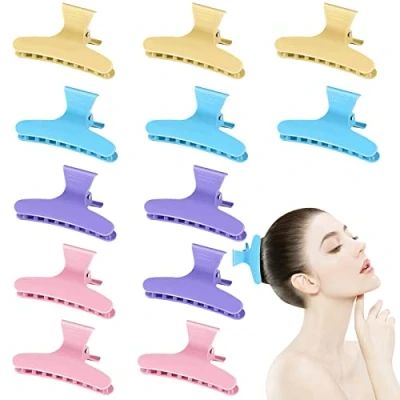 Image of 12 Pcs Butterfly Hairdresser Clamps, Colorful Plastic Hair Claw Clip Styling Sectioning Salon Hairdressing Tool for Women (Colorful)