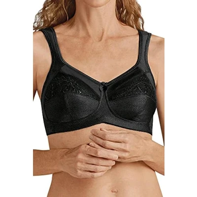 Image of Amoena Women&#039;s Plus Size Isadora Full Figure Wirefree Pocketed Bra, Black, 32B