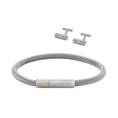 Image of Emporio Armani men&#039;s set bracelet cufflinks stainless steel, EGS3044SET