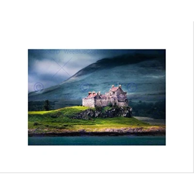 Image of Wee Blue Coo Duart Castle Scotland Isle Mull Art Picture Wall Print