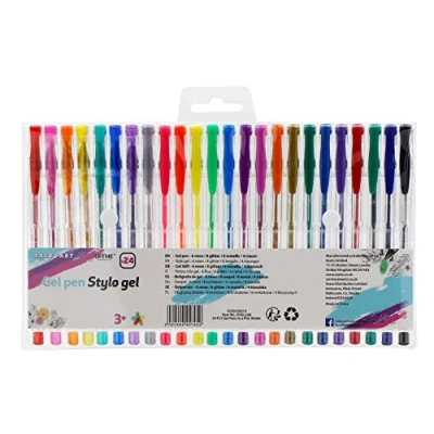 Image of EXERZ Gel Pen Set 24pcs Rainbow Colour Arts and Crafts Fine Ink Ballpoint Pens, Vibrant Colour, Free Flowing, Include Glitter, Neon, MetallicaAnd Classic Shades