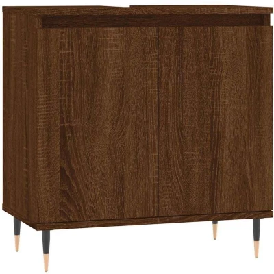 Image of vidaXL Bathroom Cabinet Brown Oak 58x33x60 cm Engineered Wood