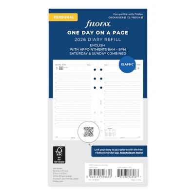 Image of Filofax Personal day per page 5 language 2026 diary 26 68442