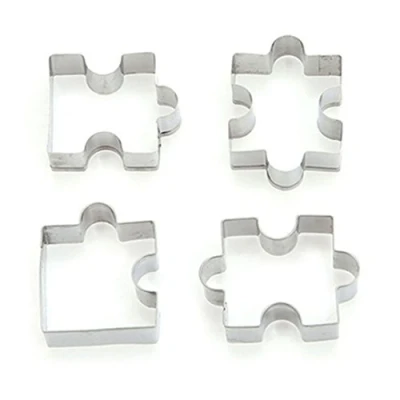 Image of 4Pcs Stainless Steel Cookie Puzzle Shape Cake Fondant Cutter Mold Pastry Baking Mould Biscuit Cutters Molds