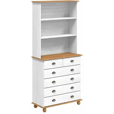 Image of vidaXL Hutch “ASKIM White 91x40x199.5 cm Solid Wood Pine