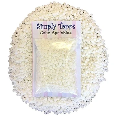 Image of White Confetti Edible Sugar Sprinkles 25g Cake &amp; Cupcake Decorations