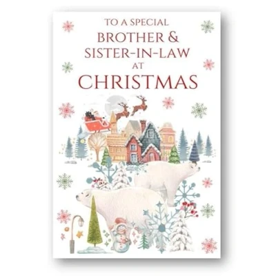 Image of Second Ave Brother &amp; Sister in Law Christmas Polar Bear Xmas Holiday Festive Greetings Card