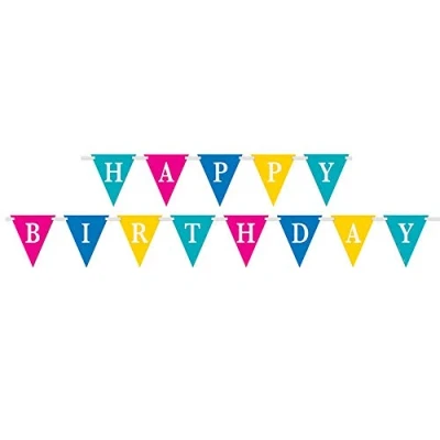 Image of Multicolor Confetti Cake Birthday Flag Banner (2.7 meters) 1 Piece Vibrant Celebration Party Decoration