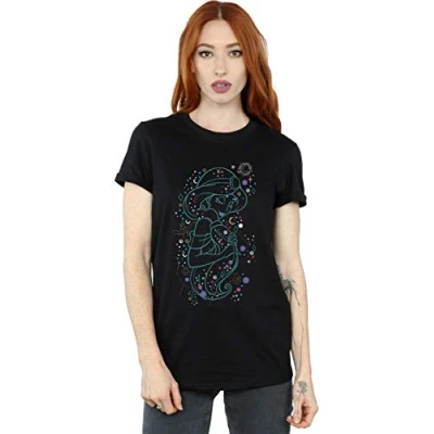 Image of Disney Women&#039;s Aladdin Princess Jasmine Written in The Stars Boyfriend Fit T Shirt Black Large