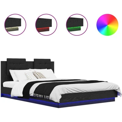 Image of vidaXL Bed Frame with Headboard Old Wood 140 x 200 cm Engineered