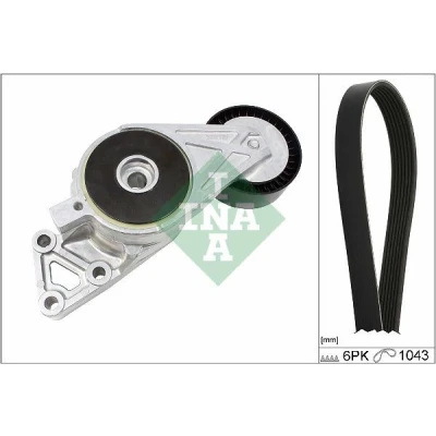 Image of 028903137B, 028903137BB, 028903137T, 06A903315D, 06A903315E V ribbed belt set INA 529 0429 10 Check alternator freewheel clutch &amp; replace if necessary