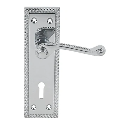 Image of EUROART Georgian Lock Door Handle 145 x 50mm Polish Chrome