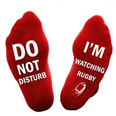 Image of Novelty Sock for Men Women Do Not Disturb I’m Watching Rugby Socks Funny Gifts Lovers