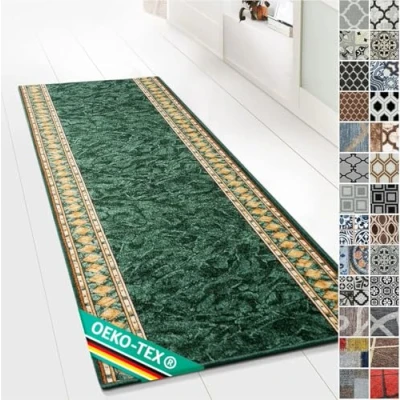 Image of Design Carpet Runner Rug Floor Mat, Non Slip Mat for Kitchen Hallway Living Room Bedroom Vintage Ornament Classic Modern (80 x 150 cm, Ruegen Green)