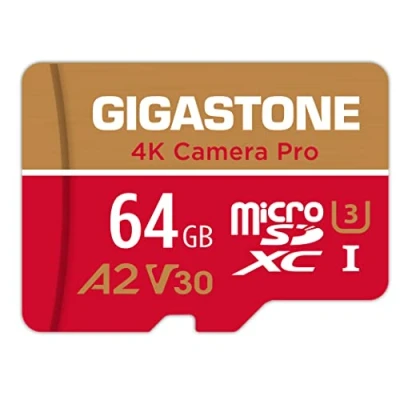 Image of Gigastone 64GB Micro SD Card, 4K Camera Pro, Video Recording for GoPro, Insta360, DJI, Drone, Nintendo Switch, R/W up to 100/50 MB/s MicroSDXC Memory Card UHS I U3 A2 V30, with Adapter