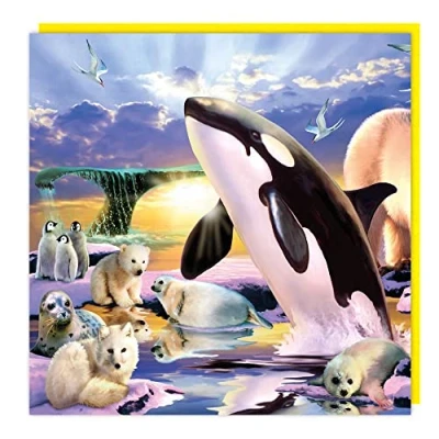 Image of WHALE and Friends Greeting 3D Lenticular Hologram Holographic Card