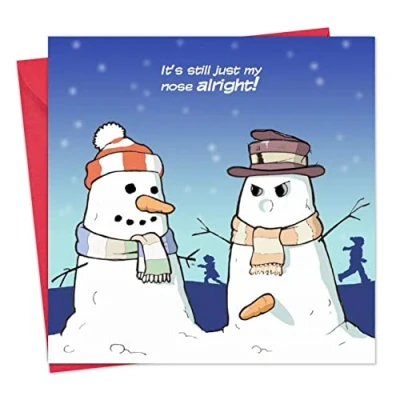 Image of Twizler Funny Christmas Card with Snowmen &amp; Carrot Merry Xmas Mens for Him Husband Son Dad Womens Her Wife Daughter Mum