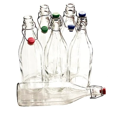 Image of Bormioli Rocco Oxford Clear Wine Water Table Serving Swing Top Bottle 1000ml Pack of 6