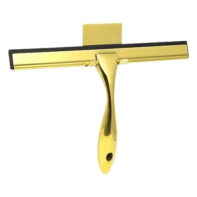 Image of Taylor &amp; Brown Shower Squeegee, Window Stainless Steel Screen Wiper with Strong Suction Hook for Bathroom, Kitchen, Mirror, Car, and Glass (Brass)