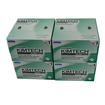 Image of iSonic KW01x4(B) Kimberly Clark Professional Kimtech Science KimWipes Delicate Task Wipers, 4.4 x 8.4 in. 1 ply, 280 Sheets/Box, 4 packs, KW01x4