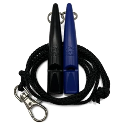 Image of ACME Dog Whistle No. 211.5 with Band Double Pack 2 Whistles Including Bands Ideal for Recall Loud and Far reaching (Black + Baltic Blue)